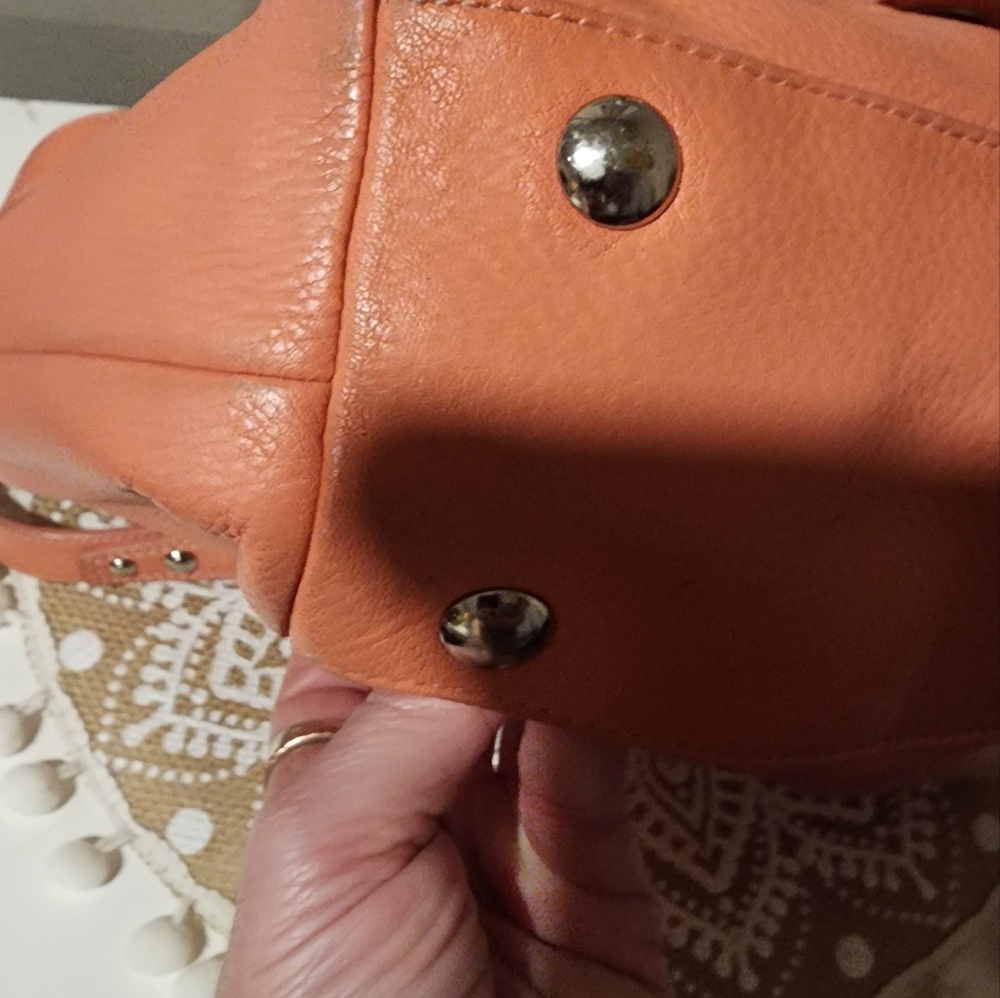 Coach Vintage Penelope Coral Peach Orange Leather Tote Bag - Picture 8 of 16